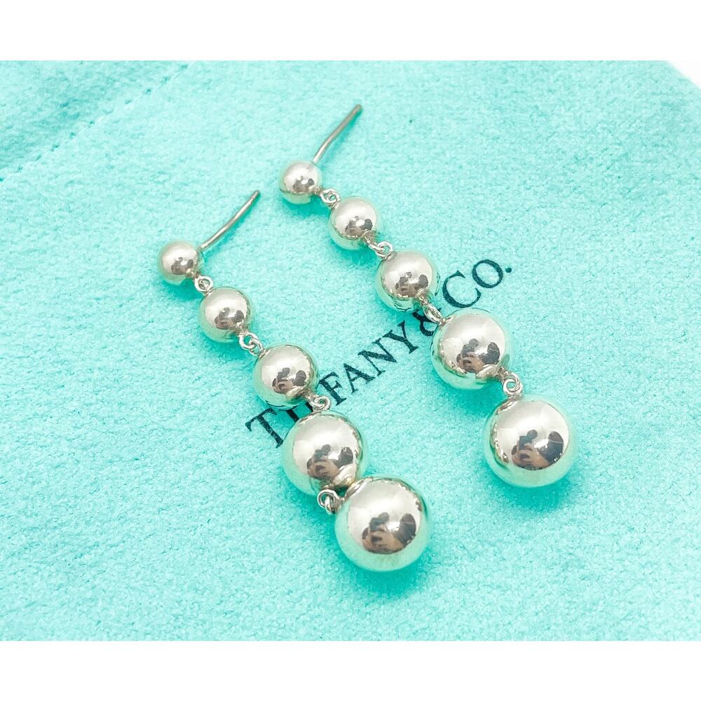 Tiffany & Co. HardWear Graduated Ball Bead Drop Earrings Sterling Silver - Picture 5 of 9